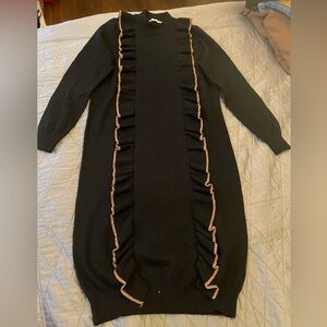 Elegant Black Dress with Ruffle Details